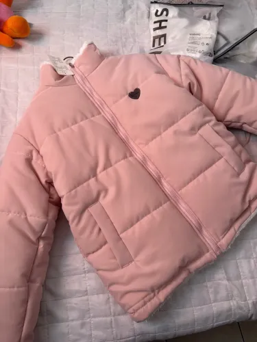 Casaco puffer rosa para frio 