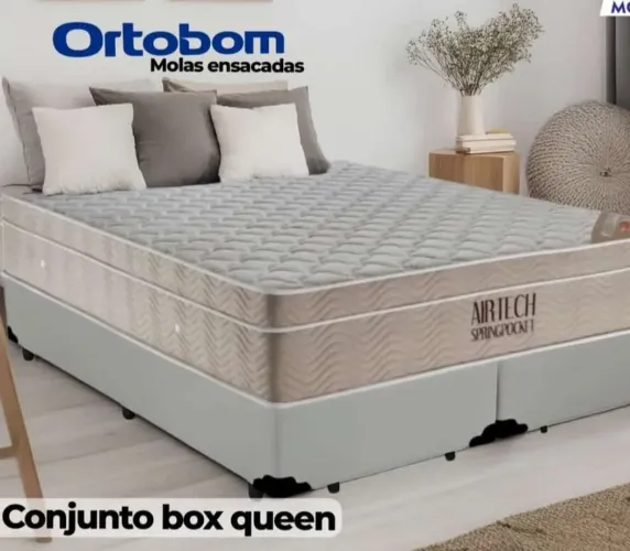 Conjunto Box Queen Ortobom Airtech com Molas Ensacadas