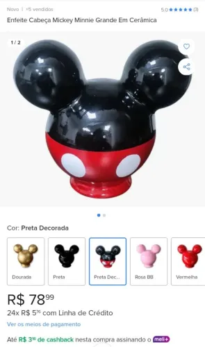 Mickey cabeça cerâmica 