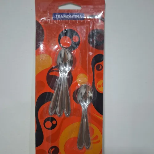 Título: Jogo 6 colherzinhas Tramontina inox - novo lacrado<br>