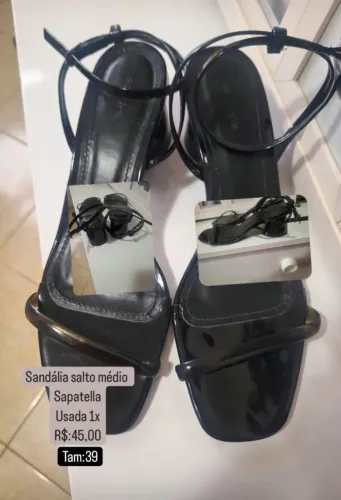 Sandália Salto Médio Sapatella Preta - Tam 39