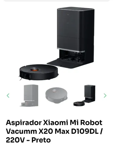 Aspirador Xiaomi Mi Robot Vacumm X20 Max D109DL / 220V - Preto