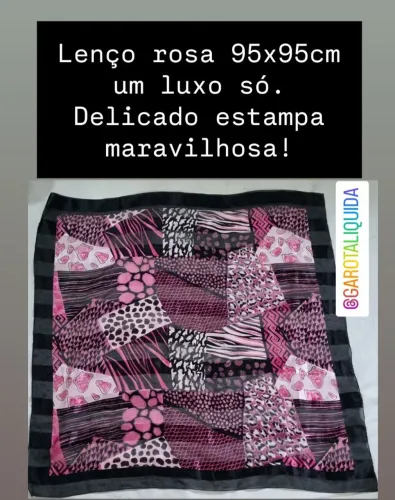 Lenço rosa 95x95cm estampado