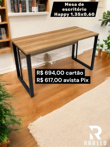 Mesa de escritório Happy Nogal em até 5x sem juros no cartão