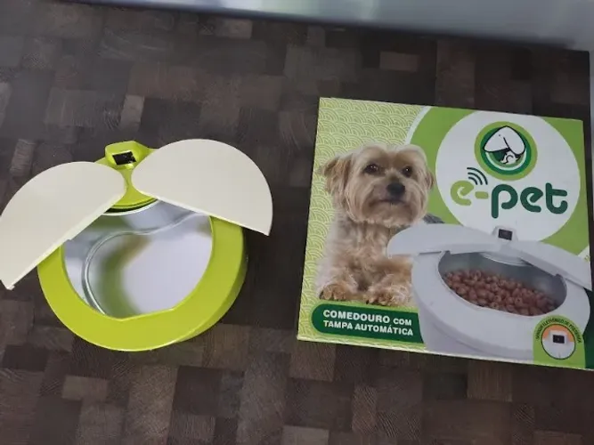 Comedouro Pet com Tampa Automatica (Sensor) Bateria Pilhas