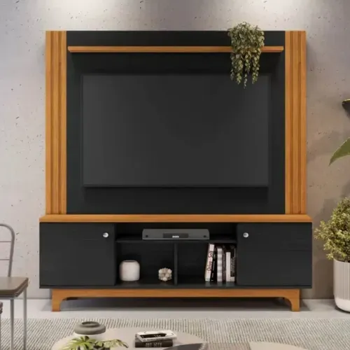 Rack Home Bálsamo Cinamomo/Preto Ripado JCM - Entrega Rápida!