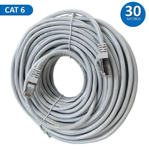 Cabo de Rede Cat 6 com 30 Metros para CFTV e Rede, Até 1000Mbps, Cinza - It-Blue