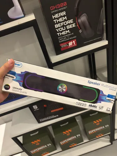 Caixa De Som Para Pc Notebook Tipo Soundbar Rgb Gamer P2 Usb