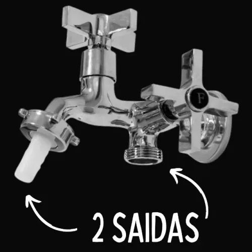 Torneira de Máquina e Tanque Alavanca em X Com 2 Saídas _ CS462