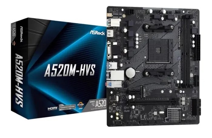 Placa Mãe AsRock A520M-HVS, Nunca utilizada<br>