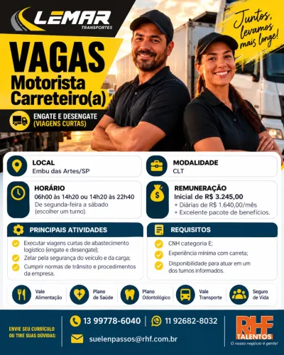 Vagas Motoristas Carreteiros