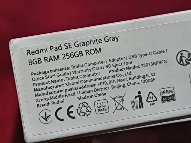 REDMI PAD SE 8GB RAM 256 ARMAZENAMENTO 