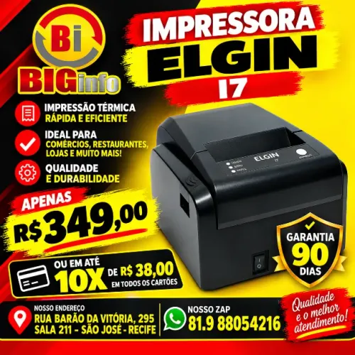 Impressora Termica USB para Computadores Elgin i7 - em ate 10x Fixas 