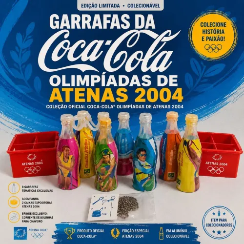 Coleção Coca-Cola Atenas 2004 - Mini Garrafinhas Olímpicas Originais + Engradados