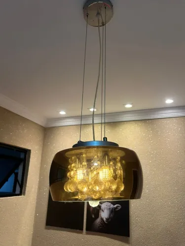 Lustre pendente cromado em cristal
