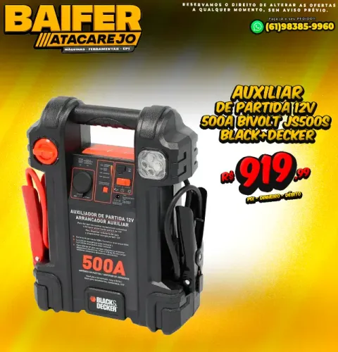 Auxiliar de Partida 12V 500A Bivolt JS500S Black+Decker