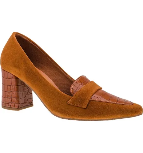 Scarpin Feminino Salto Alto Grosso Bico Fino Confortável 