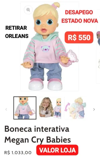 Boneca Interativa Megan Cry Babies
