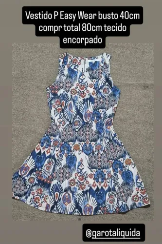 Vestido P Easy Wear busto 40cm compr total 80cm tecido encorpado