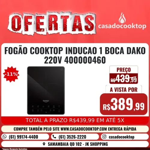 FOGÃO COOKTOP INDUCAO 1 BOCA DAKO 220V 400000460