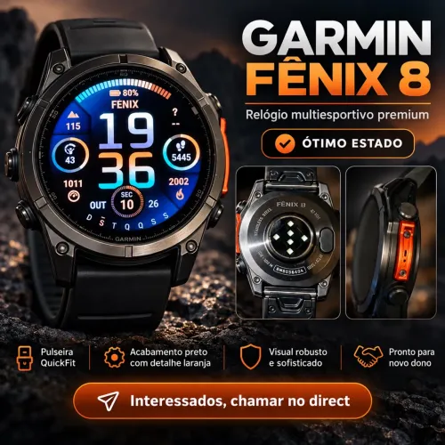 Relógio Garmin Fenix 8 AmoLED 47 Mm Com Gps Wi-fi - Cinza Preto