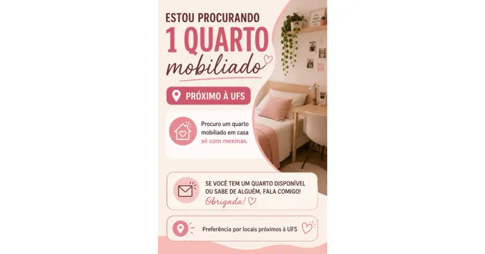 Procura-se quarto mobiliado