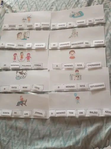 20 Cards para trabalhar a formação de frases na alfabetização de crianças