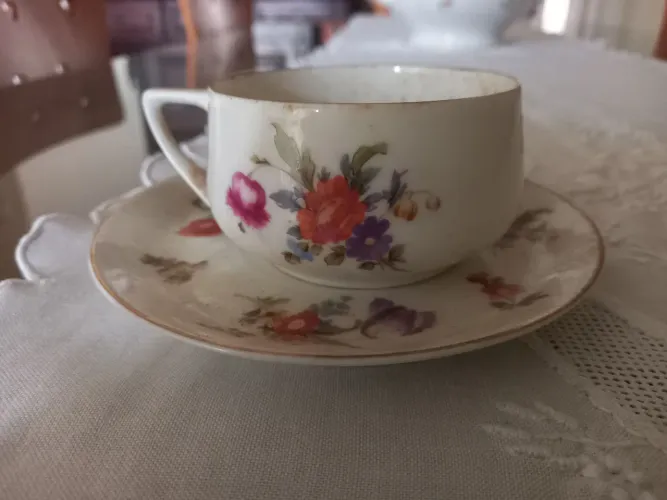 Jogo de chá de porcelana alemã (4) Rosenthal - Selb Bavaria - Donatello em ótimo estado