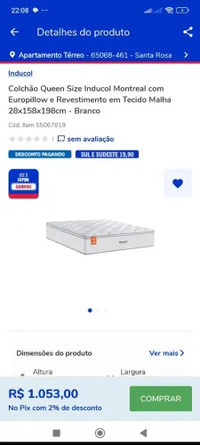 Colchão Queen Size Inducol Montreal com Europillow. Densidade D65. Suporta 150kg/pessoa.
