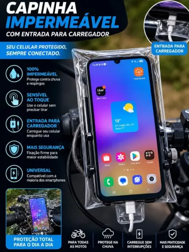 Capa/capinha celular chuva moto