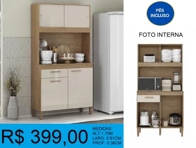 Armário de cozinha compacto- Entrega e montagem grátis