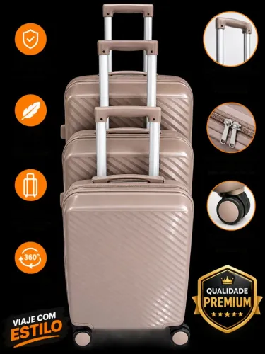 Kit 3 malas de viagem premium PMG