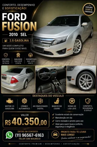 Ford Fusion 2.5 SEL 2010 - FIPE -Prata - Muito Novo - Mecânica Impecável - Particular