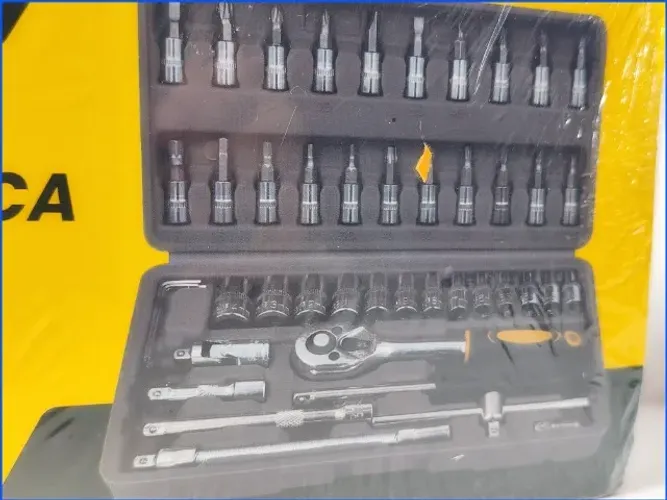 Conjunto de 46 peças de ferramentas com chave de catraca profissional. Ultimas unidades
