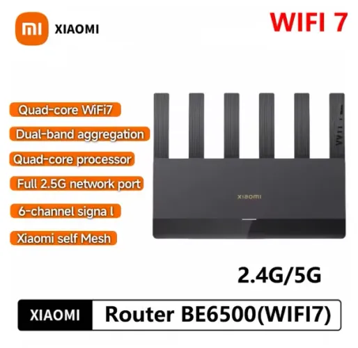 PRODUTO NOVO Roteador Xiaomi BE6500 WiFi 7 2.4G/5G Porta de Rede 2.5G