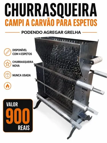 Churrasqueira para espeto e grelha , nova nunca usada