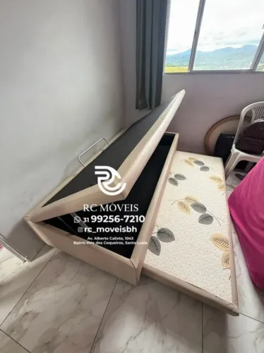 Cama box estruturada Baú Solteiro com Cama completa Auxiliar 88x1,88 D33 Baú Blindado