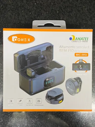 Kit 2 microfones de lapela sem fio recarregável USB-C - display digital