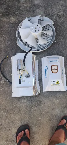 Conjunto de Peças motor ventilador, painel elétrico condensadora com tampa