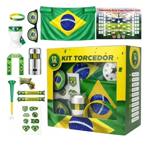 Kit Do Brasil Torcedor Apaixonado Com 12 peças 