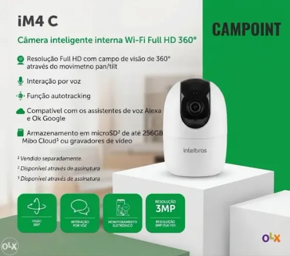 Câmera Wi-Fi Intelbras iM4 C gira 360° interna com garantia