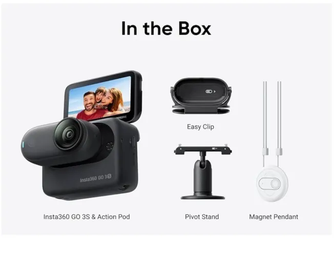 Câmera de vlogging Insta360 GO 3S preta portátil de 128 GB 4K
