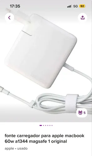 fonte carregador para apple macbook 60w a1344 magsafe 1 original