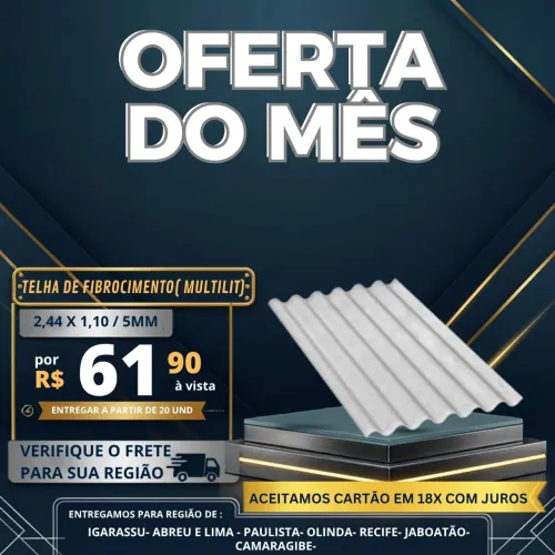 Telha com menor valor do mercado de fibrocimento
