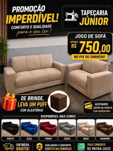 Jogo de sófa novos 750,00