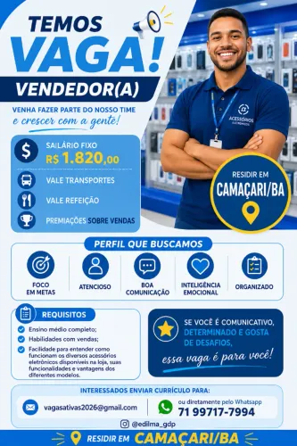 Vendedor(a) - CAMAÇARI/BA