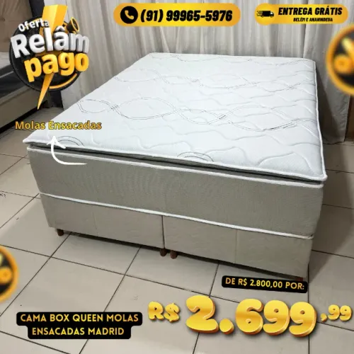 Cama Box Queen Madrid Modelo de Luxo 