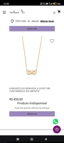 GARGANTILHA BANHADA A OURO 18K COM SÍMBOLO DO INFINITO