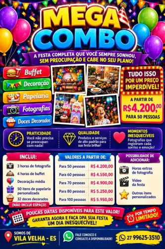 Pacote completo para festa