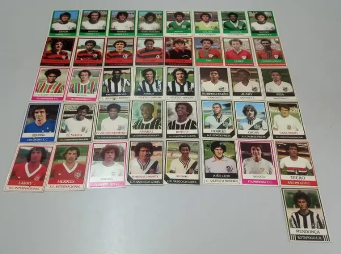 Cards de futebol anos 70 ping pong Vários Times, Corinthians, Santos, Flamengo
